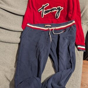 Tommy Hilfiger Red and Navy Blue Men's Pants